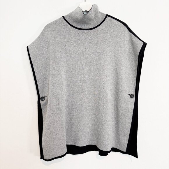 Lilla P Reversible Poncho Knit Mock Neck Sweater Top Winter Luxury Medium Large - Picture 2 of 10